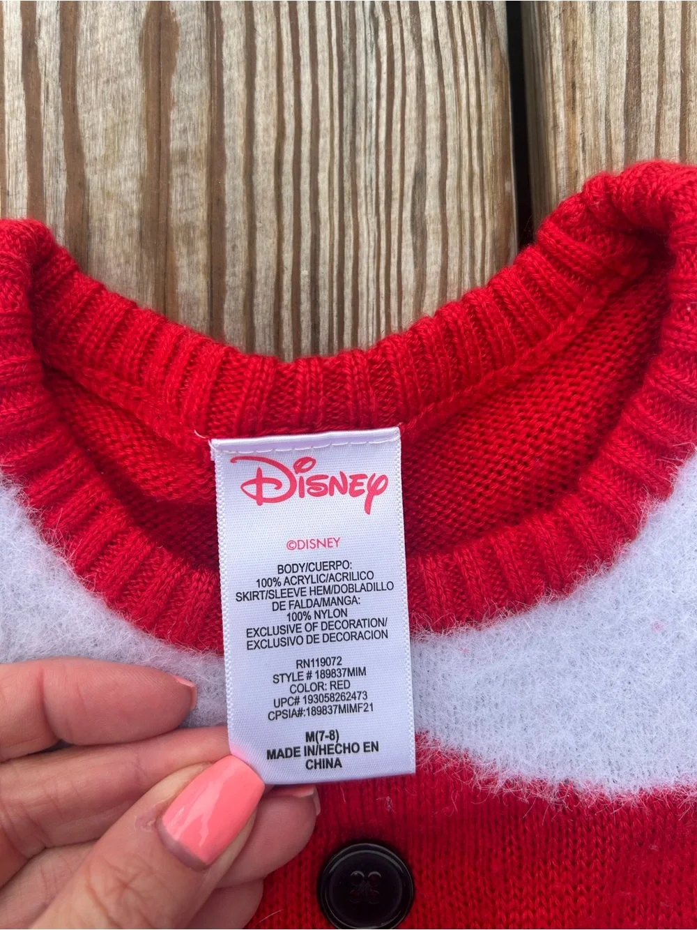 Girls 7/8 Medium Disney Minnie Mouse Polka Dot Sweater Dress HOLIDAY